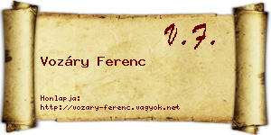 Vozáry Ferenc névjegykártya